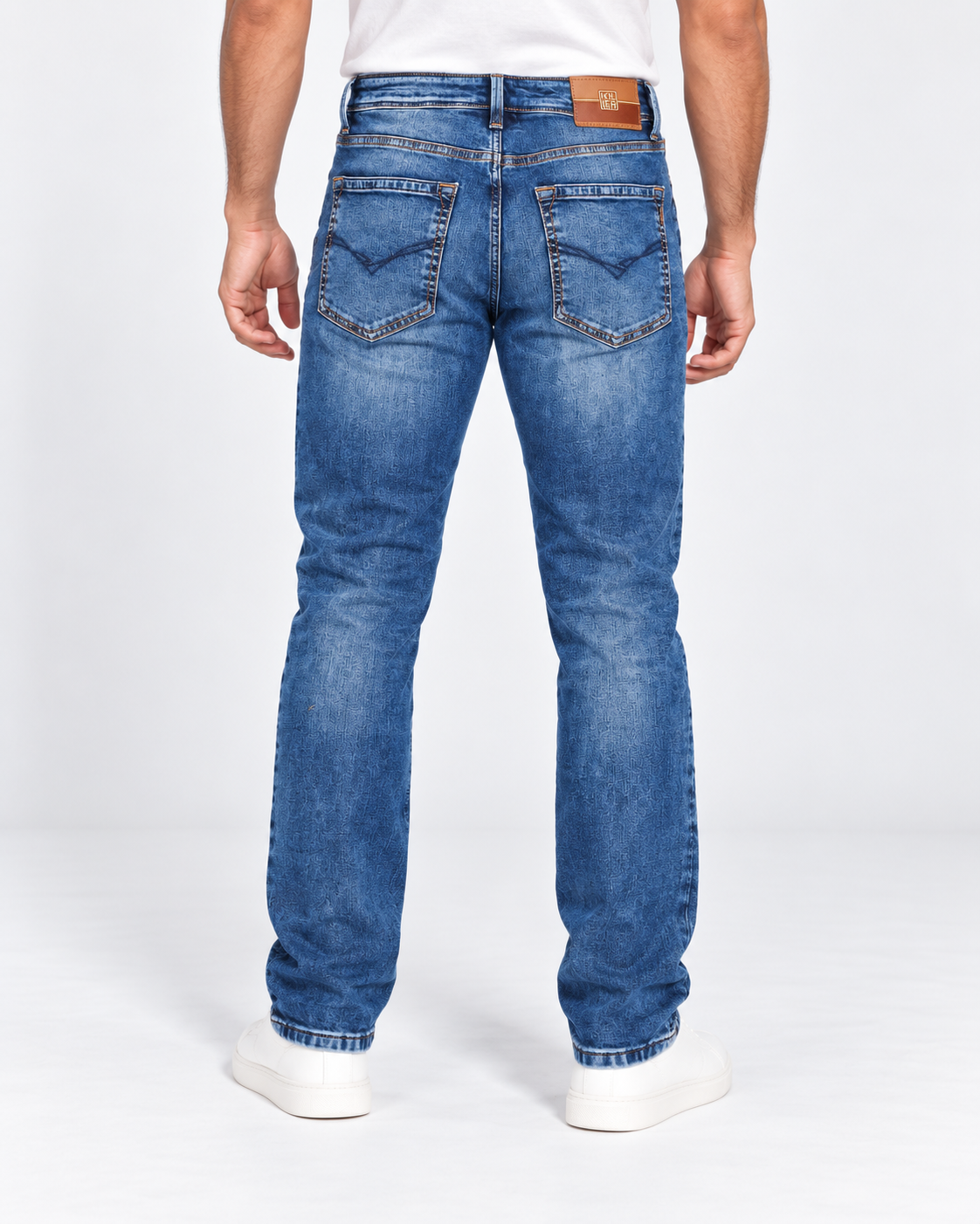 Men’s Blue Washed Ankle Fit Jeans