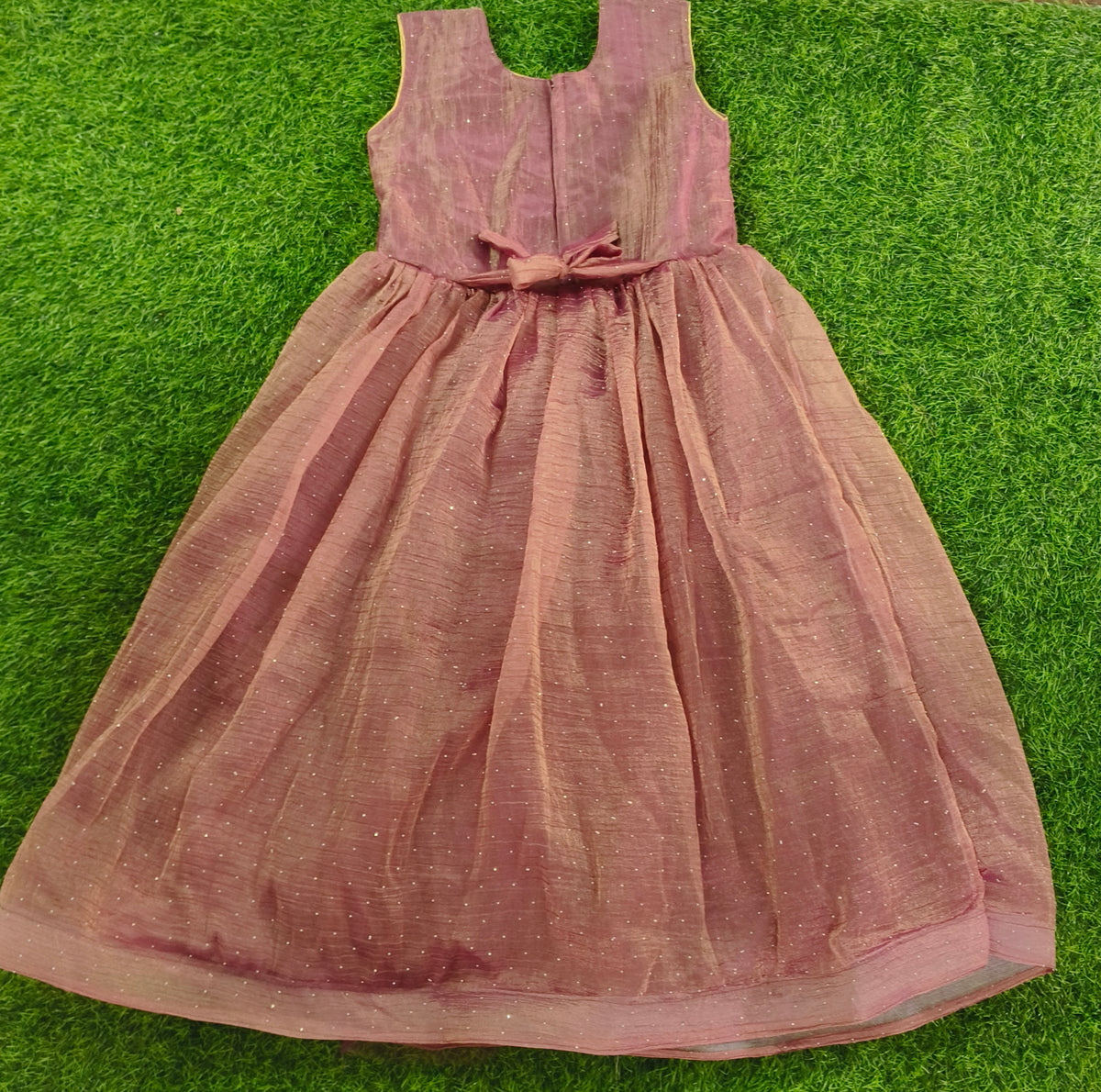 Girls Sleeveless Dusty Mauve Embellished Party Wear Frock