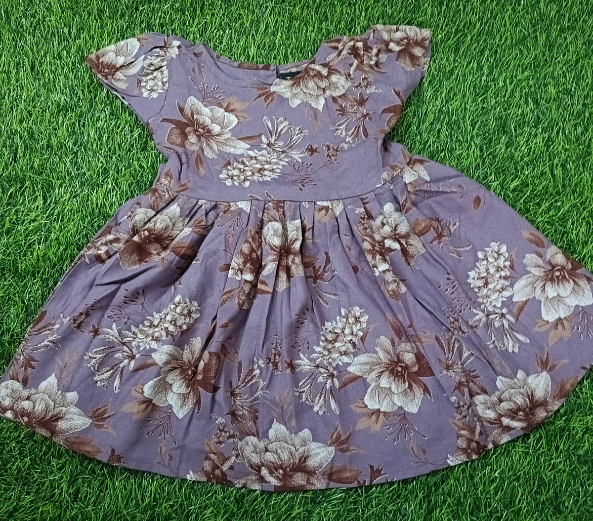 Kids Lavender Floral Print Short Sleeve Frock