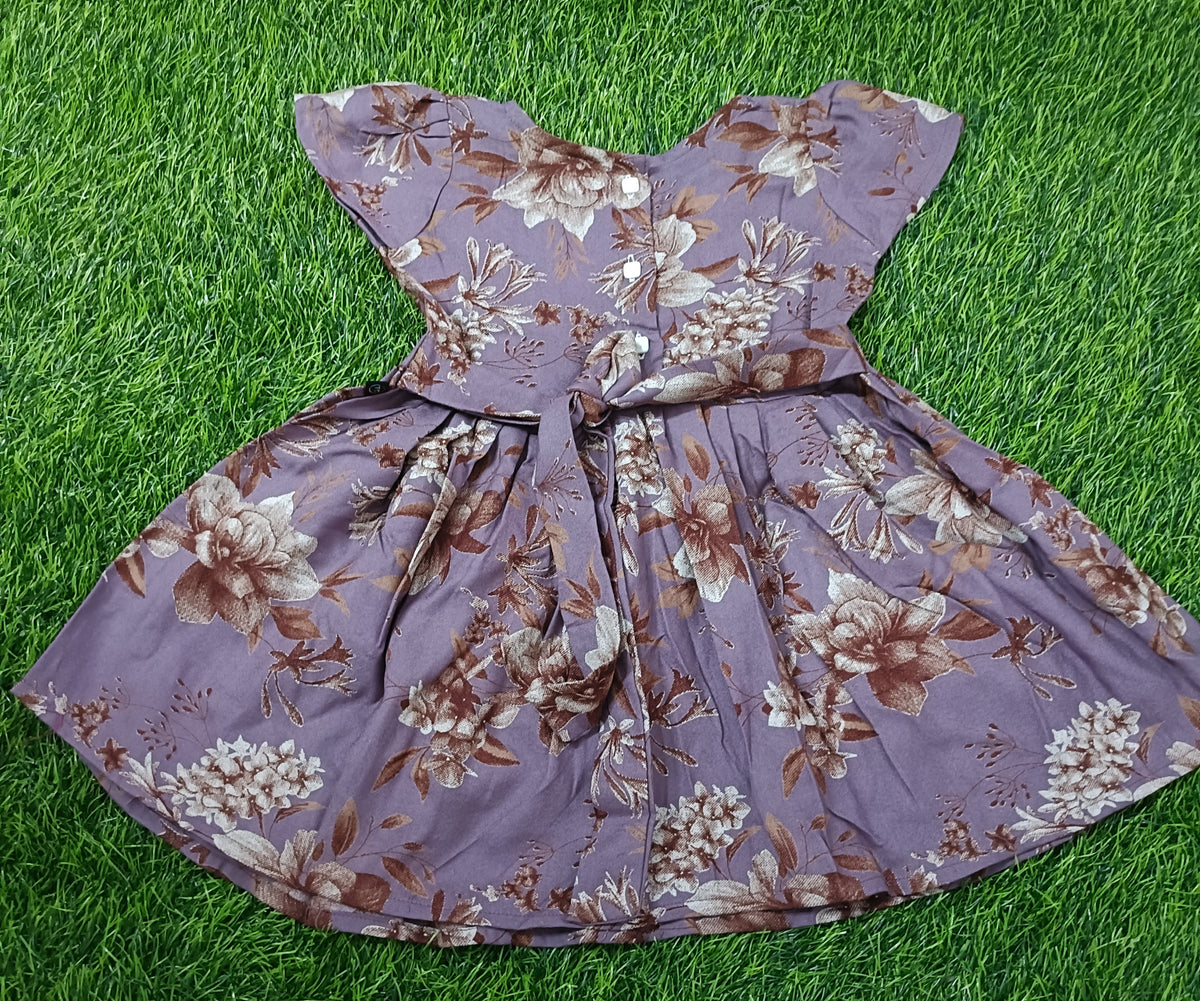 Kids Lavender Floral Print Short Sleeve Frock
