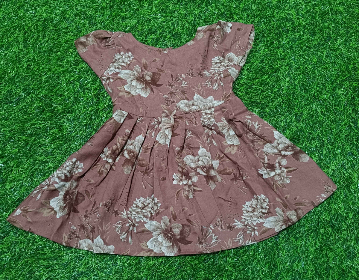Kids Dusty Rose Floral Print Short Sleeve Frock