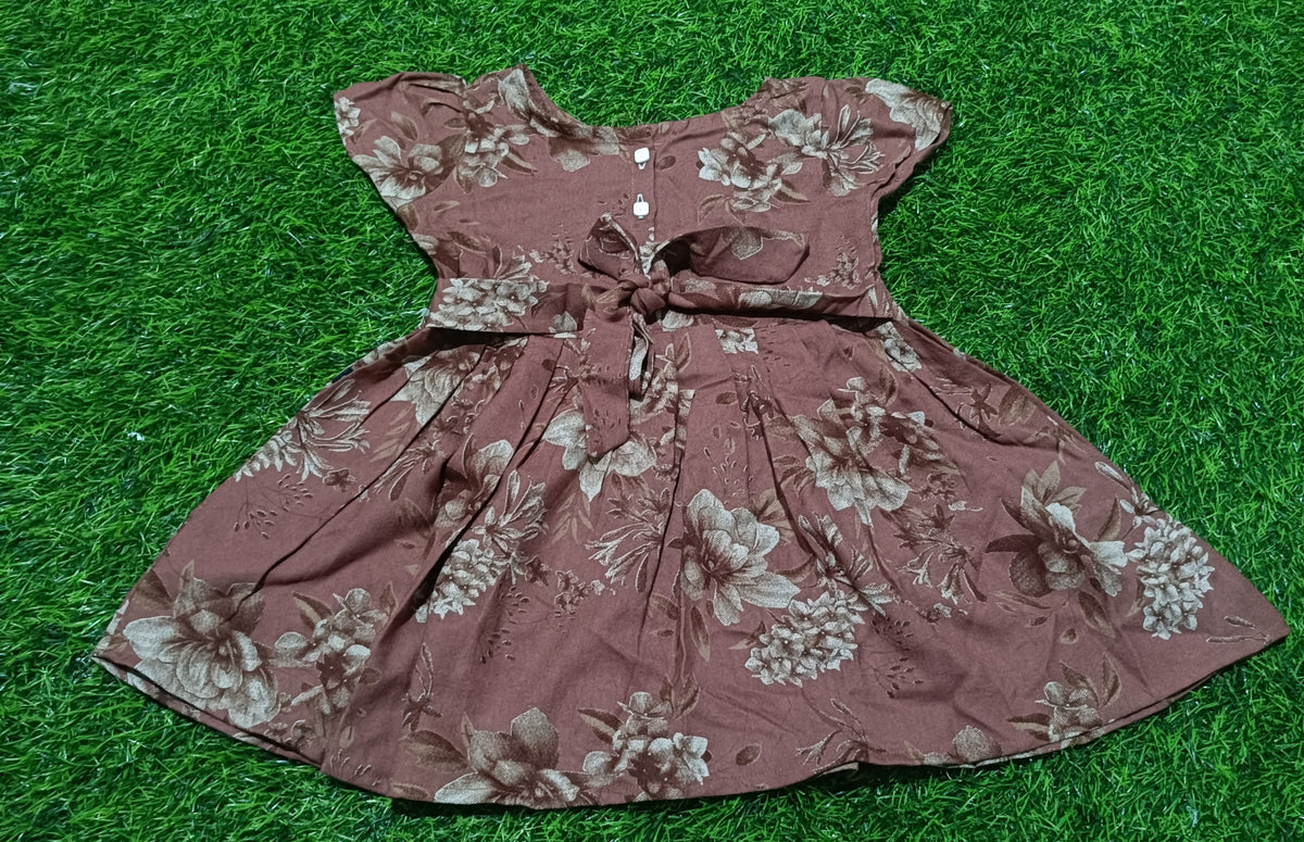 Kids Dusty Rose Floral Print Short Sleeve Frock