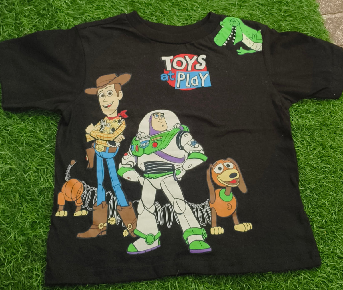Kid's Black Toy Story “Toys at Play” Graphic Printed T-Shirt