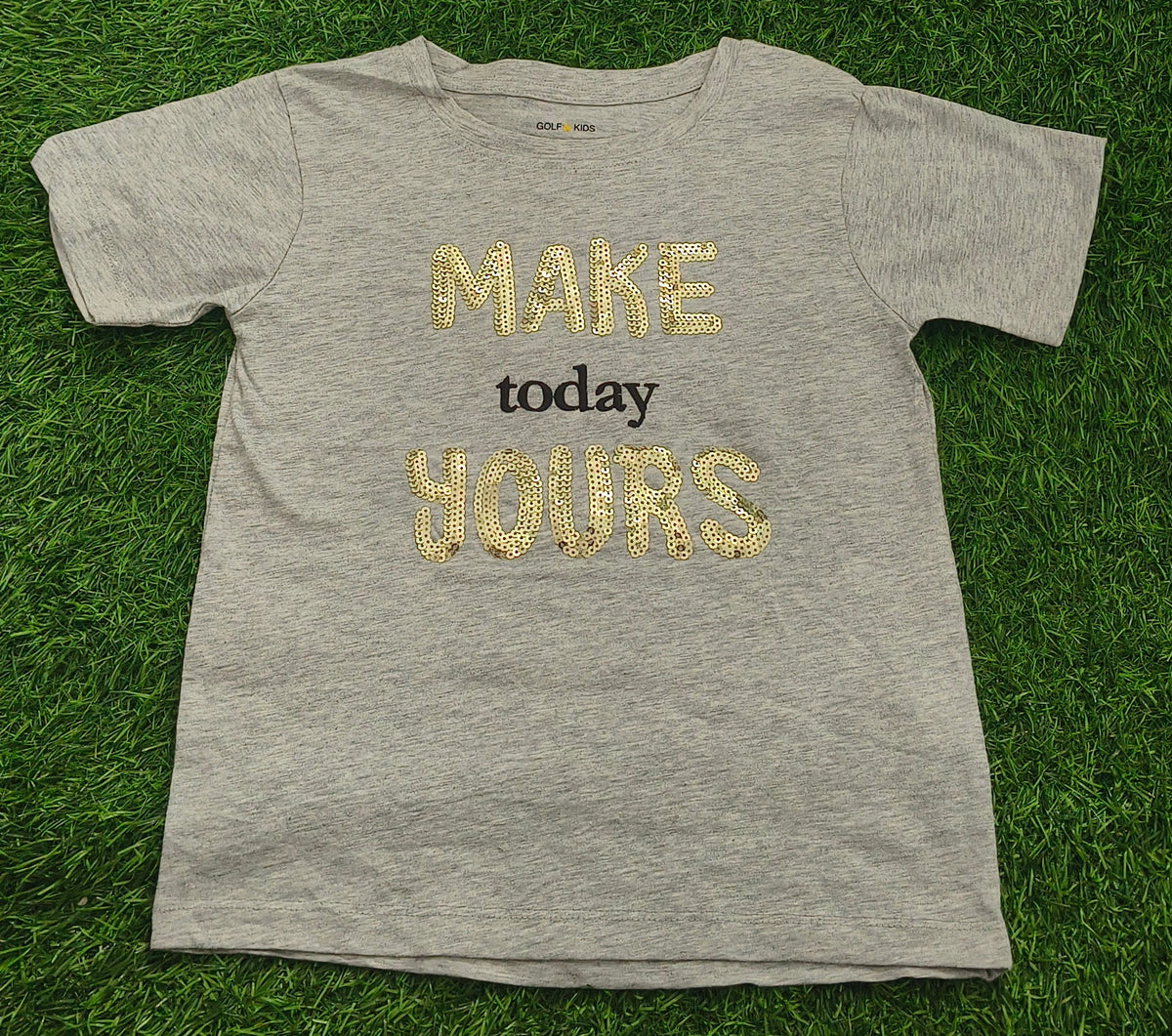 Girls Grey “Make Today Yours” Sequin Graphic T-Shirt