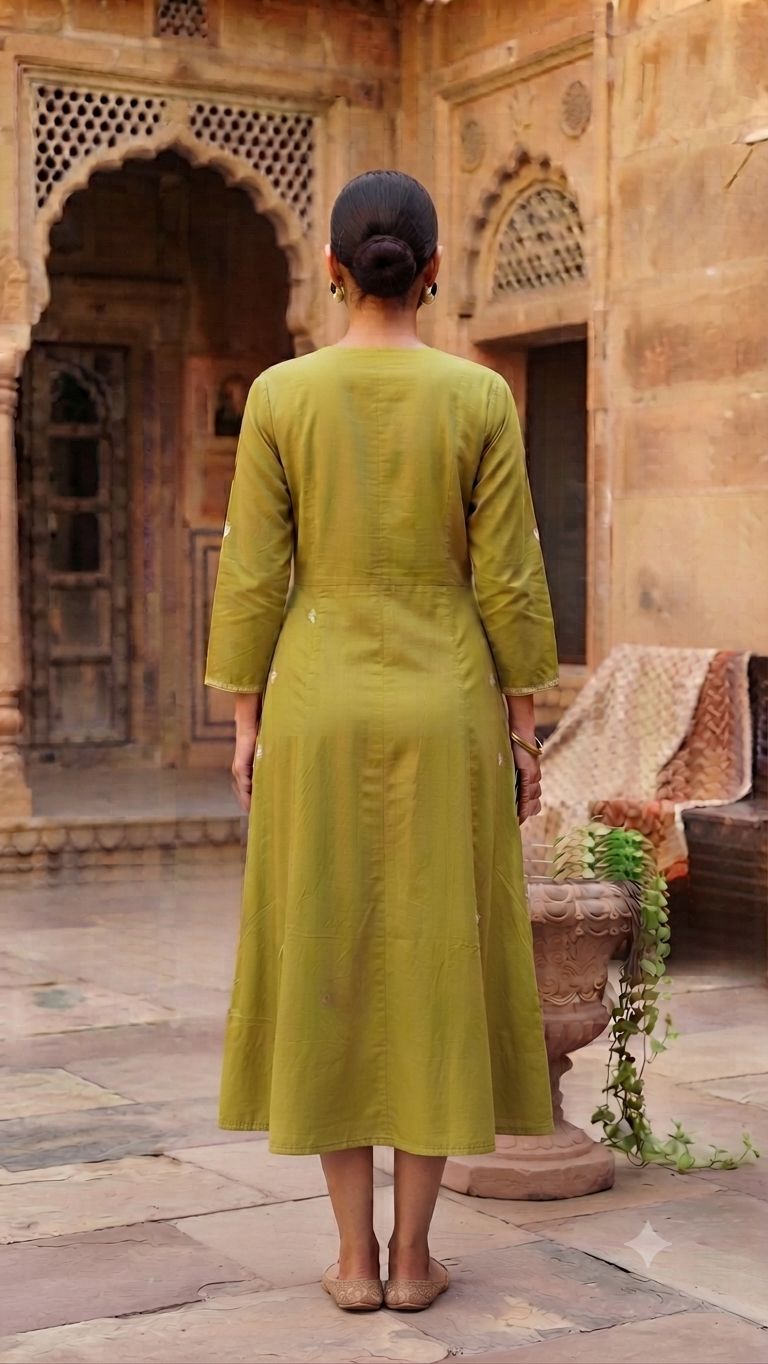 Elegant Olive Green Embroidered Single Piece Kurti (TOP)