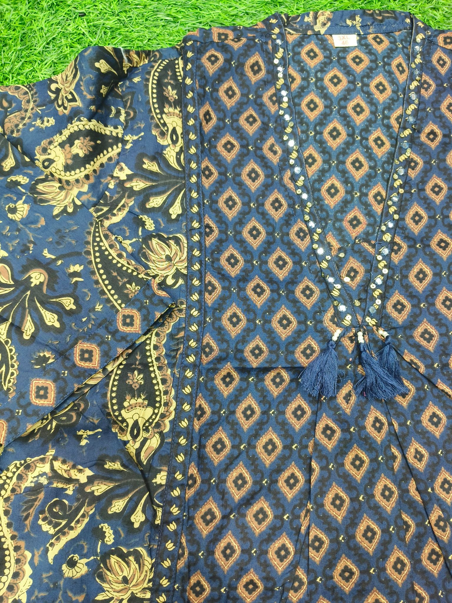 Women's Light Navy Blue Ethnic 3-Piece Kurti Set with embroidery work