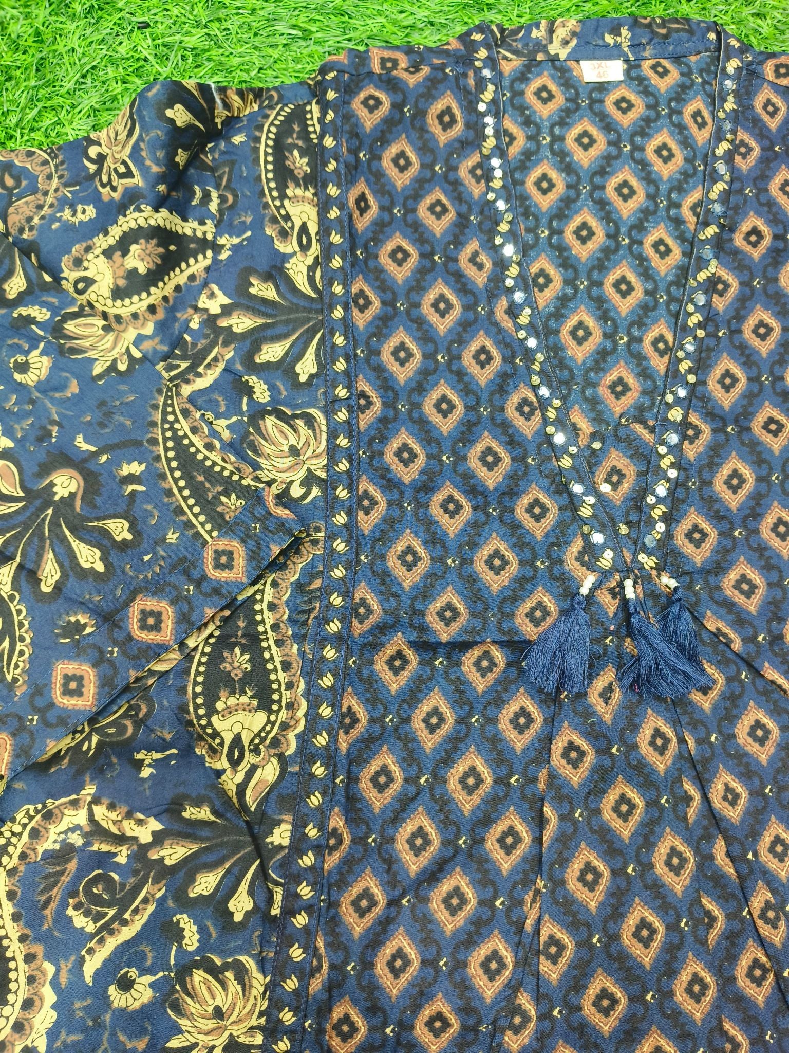 Women's Light Navy Blue Ethnic 3-Piece Kurti Set with embroidery work