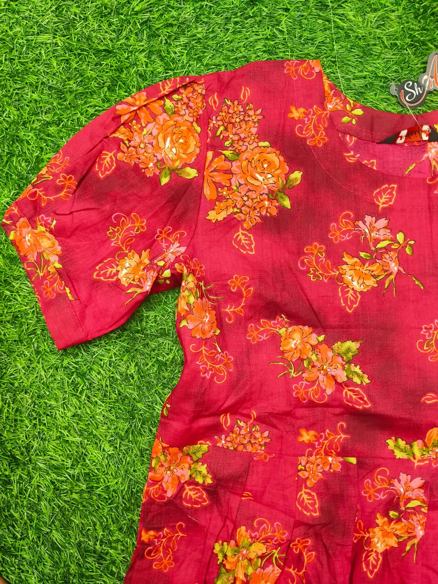 Women's Ethnic Two-Step Umbrella Top with 3/4 Sleeves
