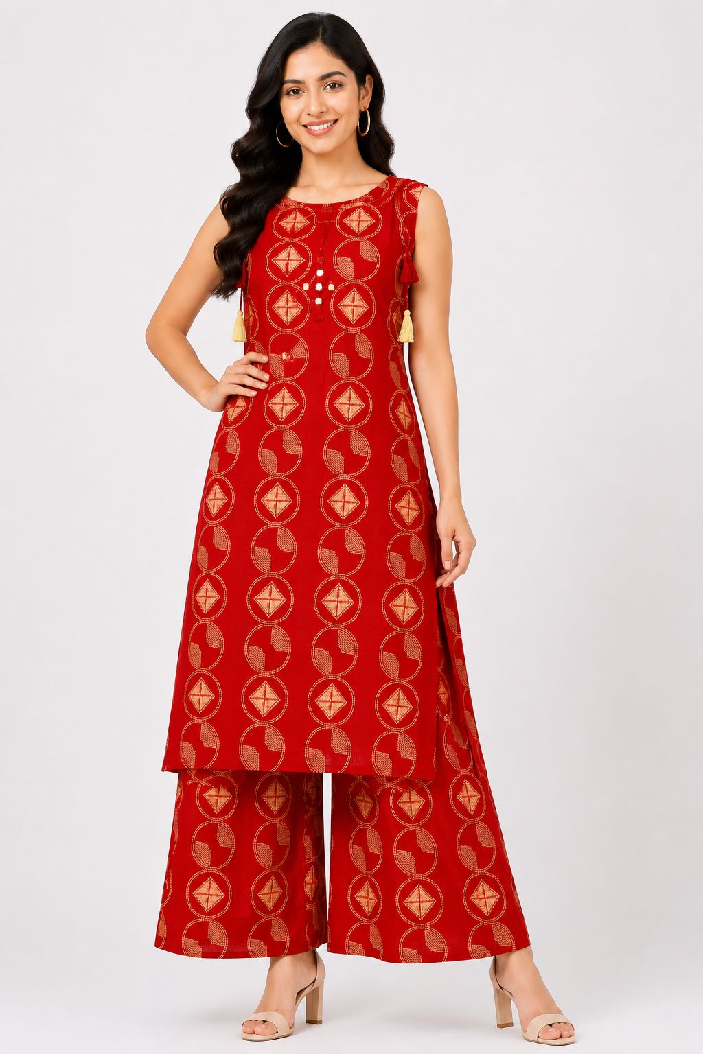 Women's Elegant 2-Piece Kurti with Decorative Neckline