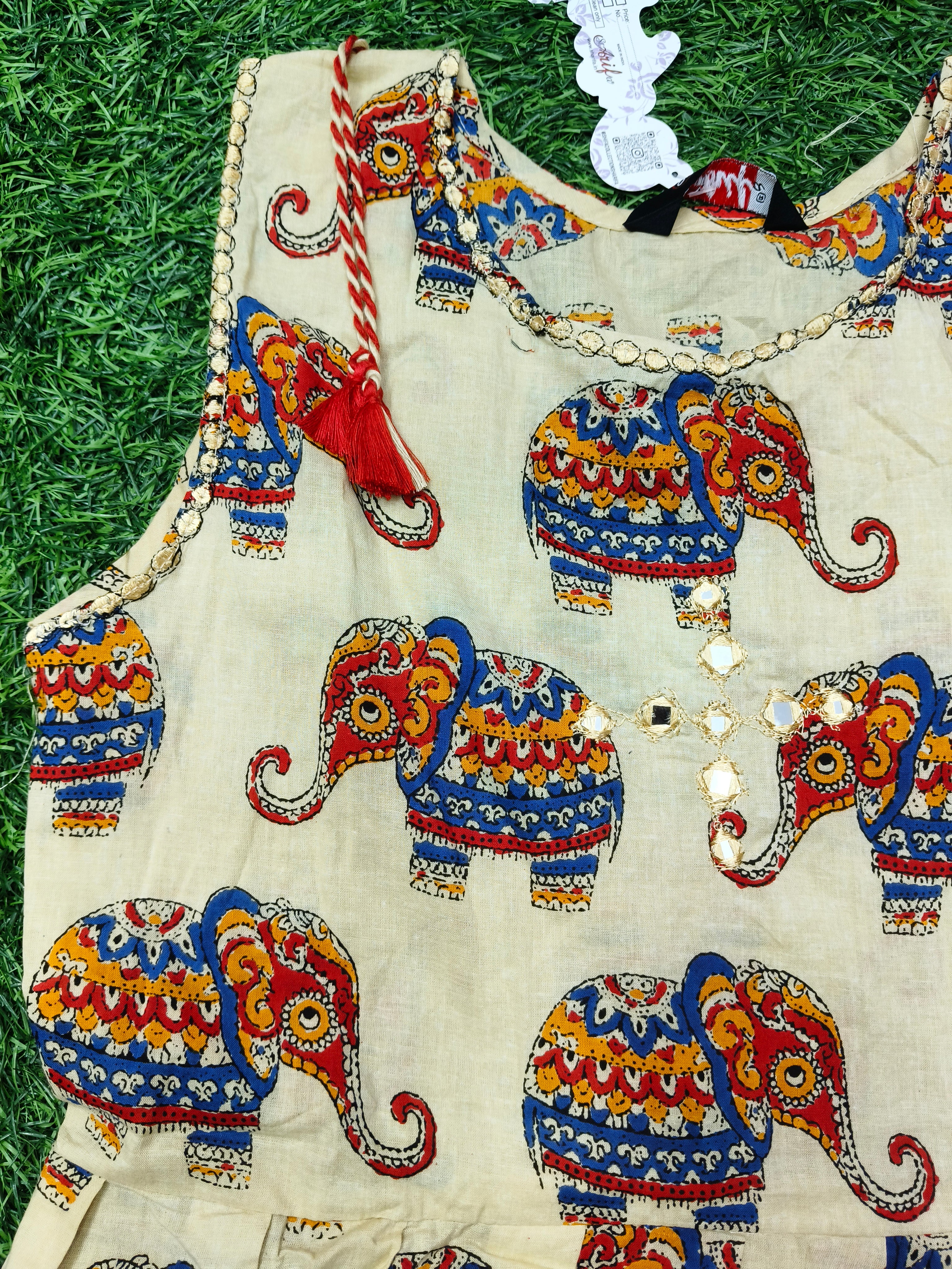 Women's Designer Cream Two-Step Umbrella Top with Paisley Design