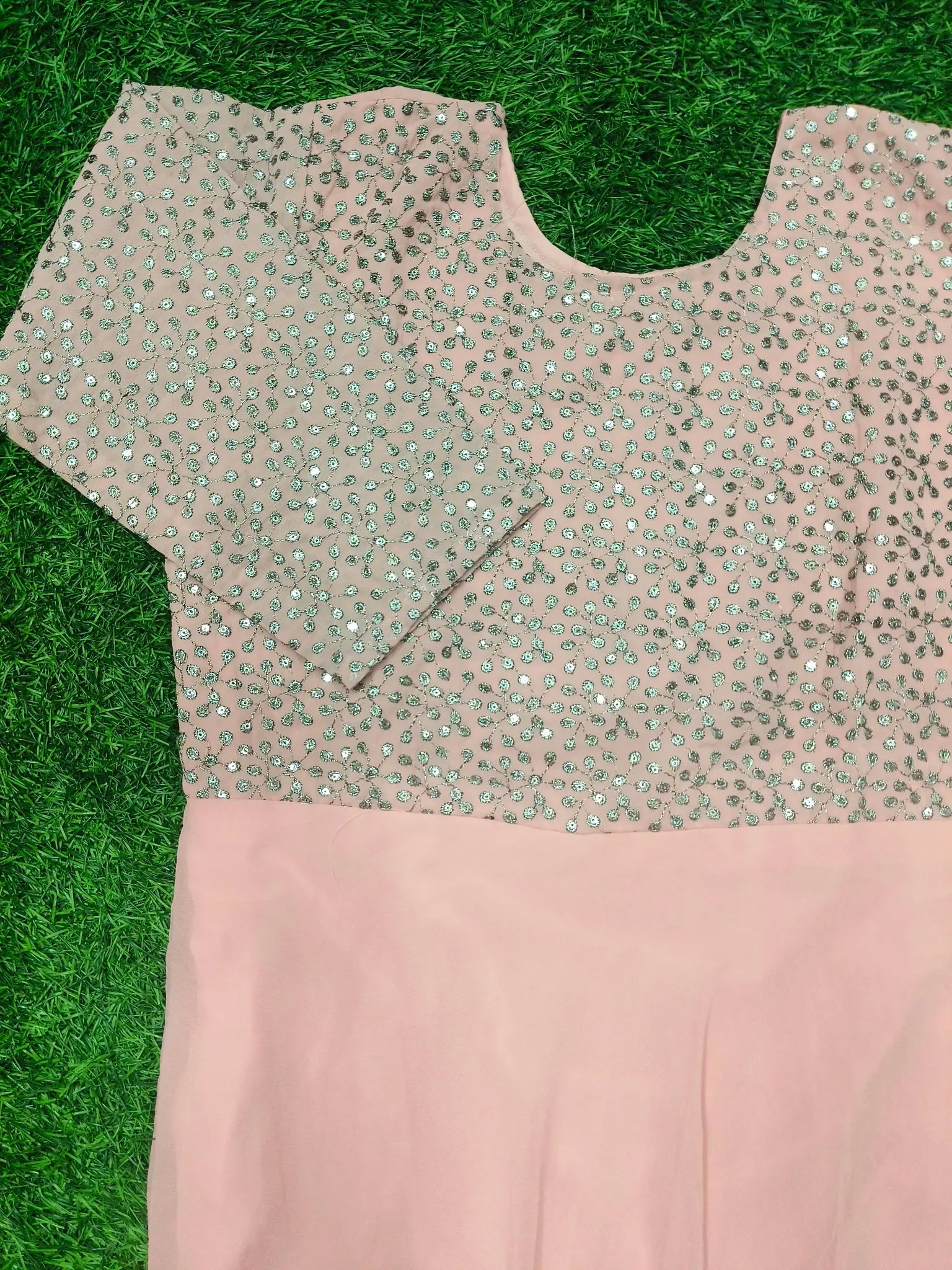 Women's Traditional Baby Pink Anarkali Dress with 3/4 Sleeves