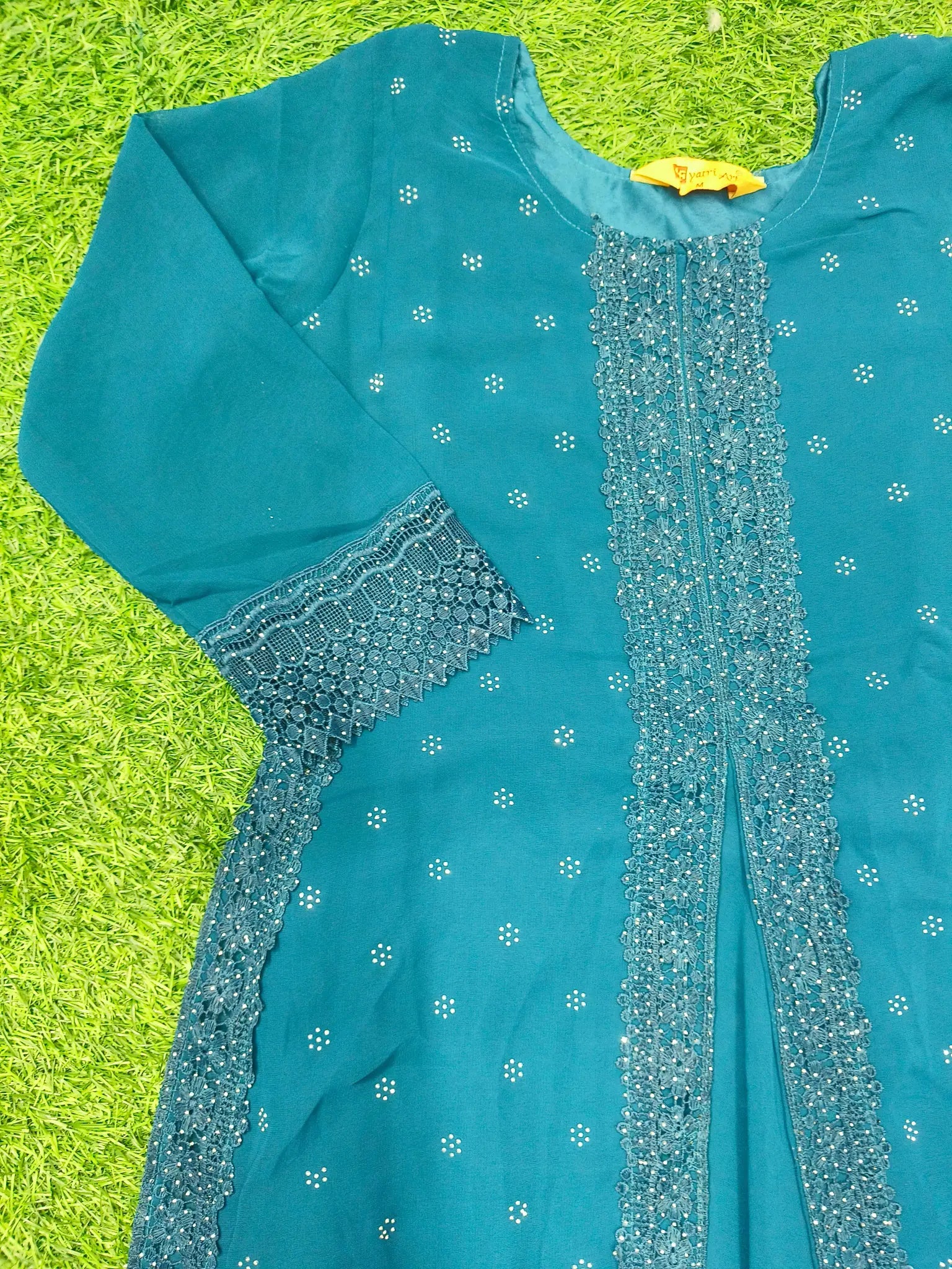 Women's Premium Dark Blue 2-Layer Anarkali Dress with Round Neck