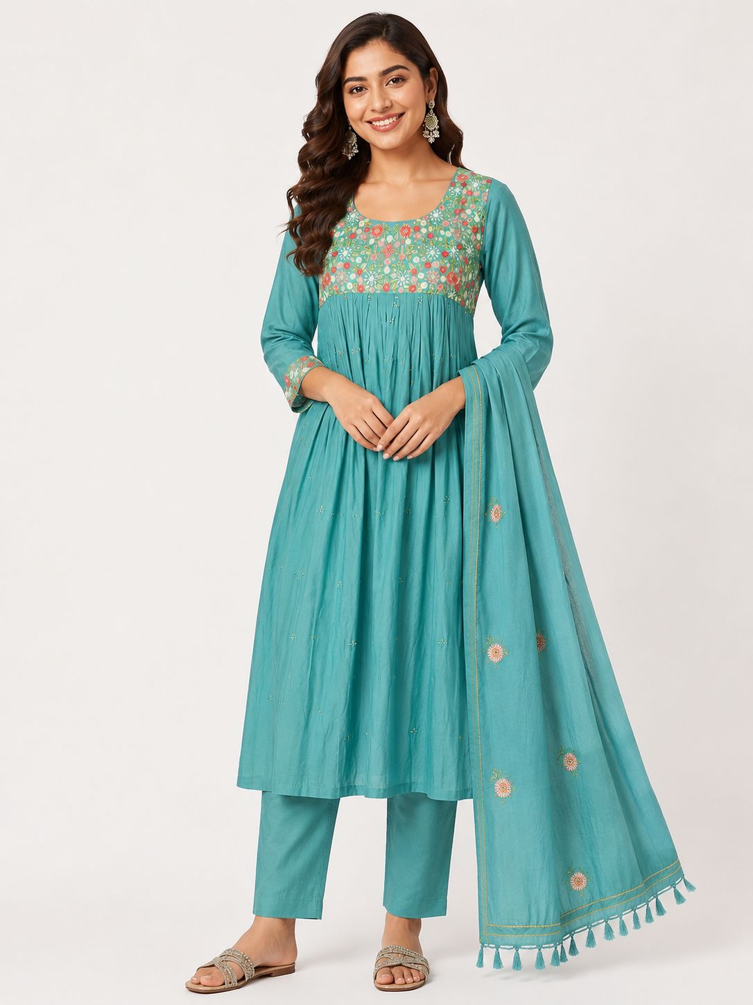 M / Mall Chanderi / Green Color