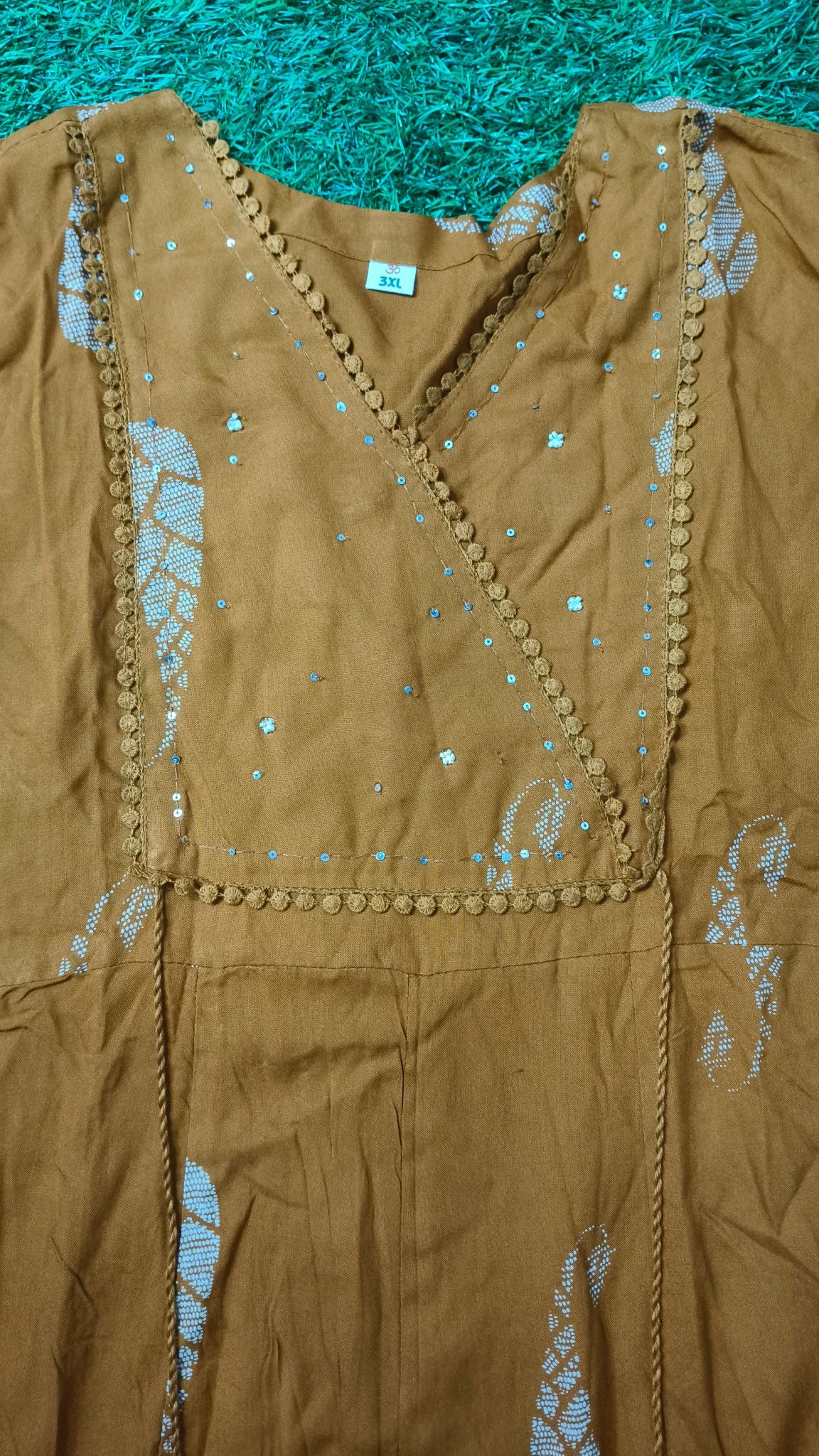 Elegant Mustard Yellow Printed Single Piece Kurti with Adjustable Waist Tie