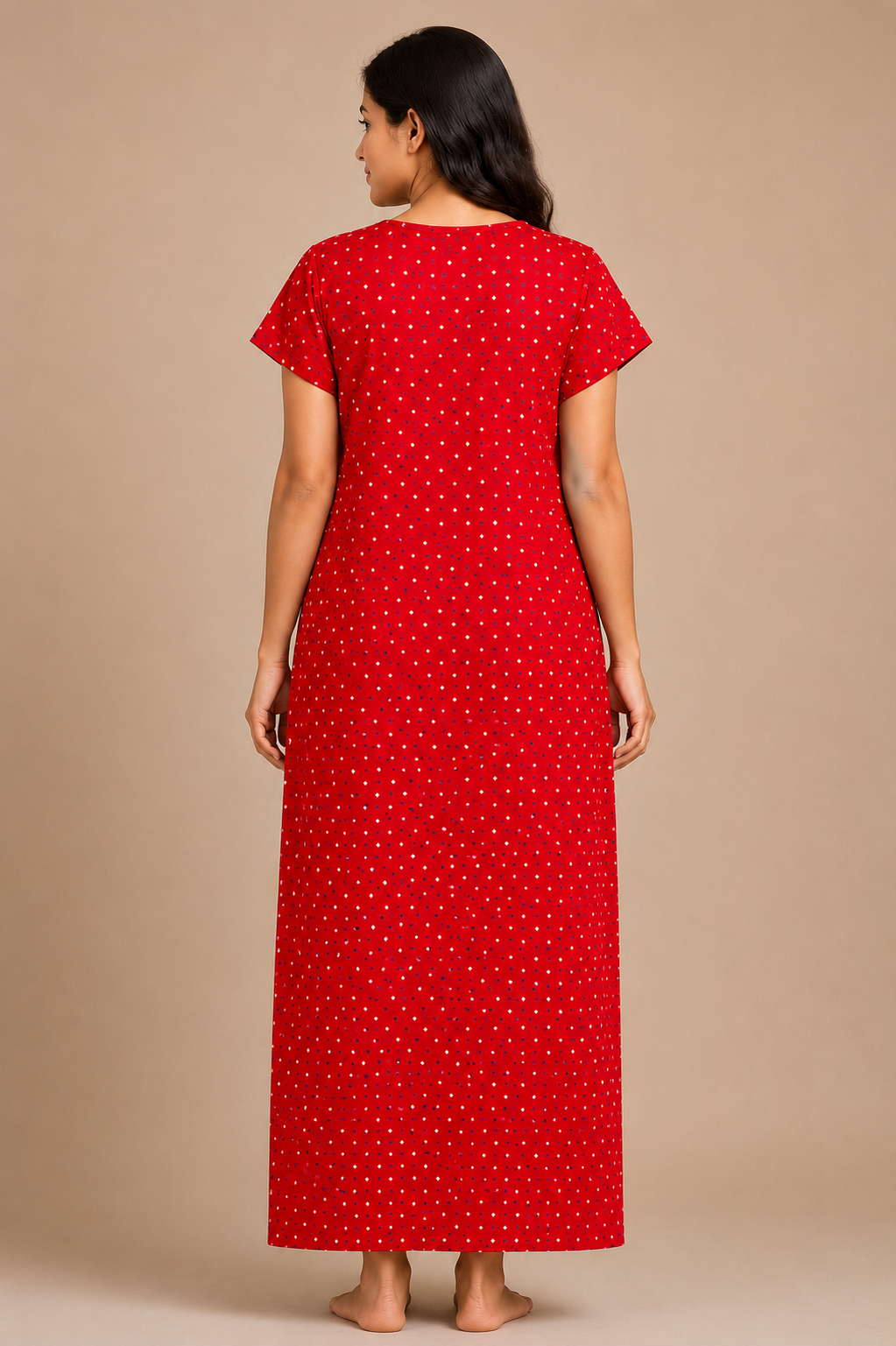 Women's dark pink Floral Print A-Line Maxi Nighty Soft Cotton
