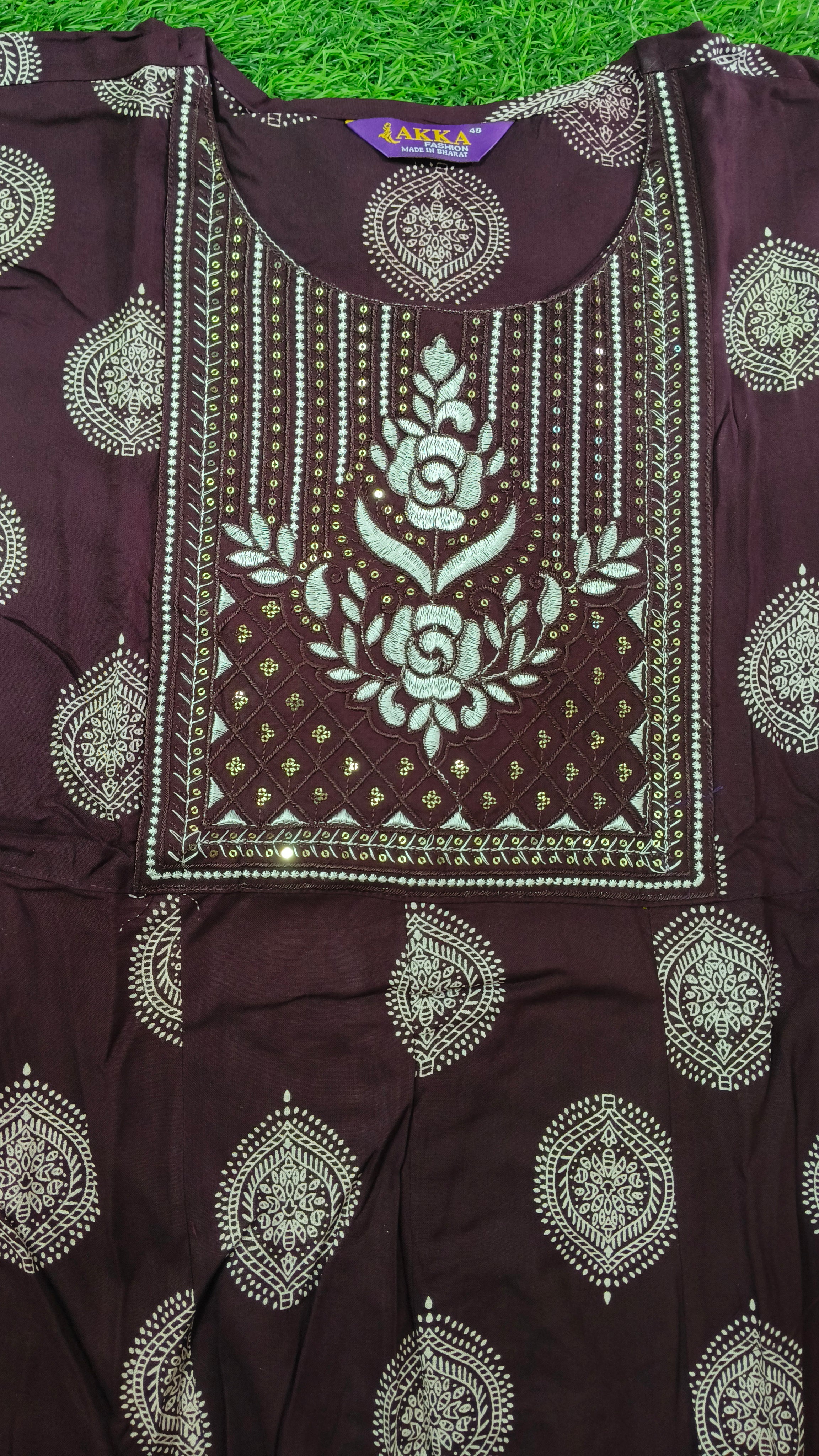 Elegant Deep Plum Print Rayon Top & Dupatta Set with Adjustable Waist Tie