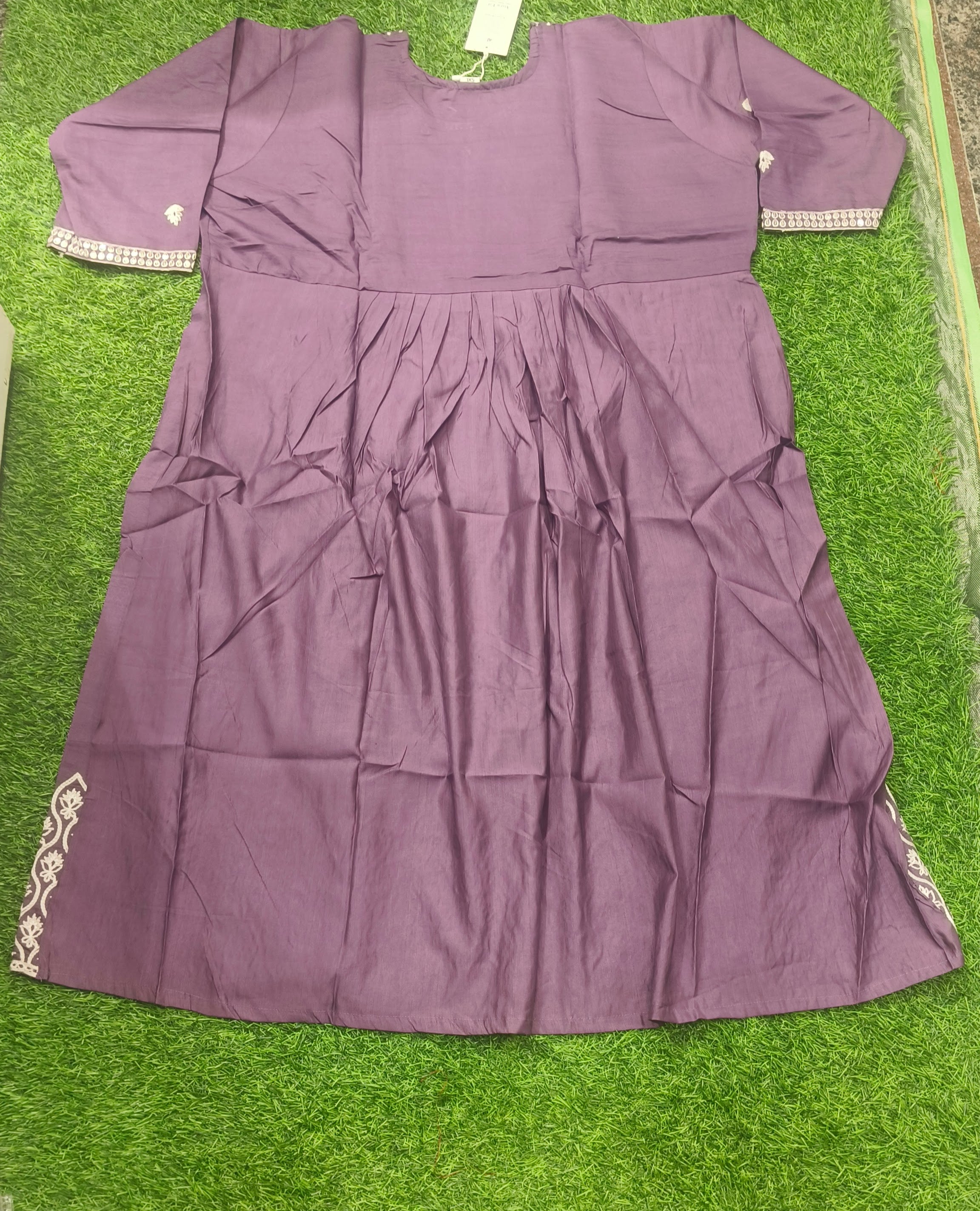 Elegant purple Embroidered Rayon Single Piece Kurti