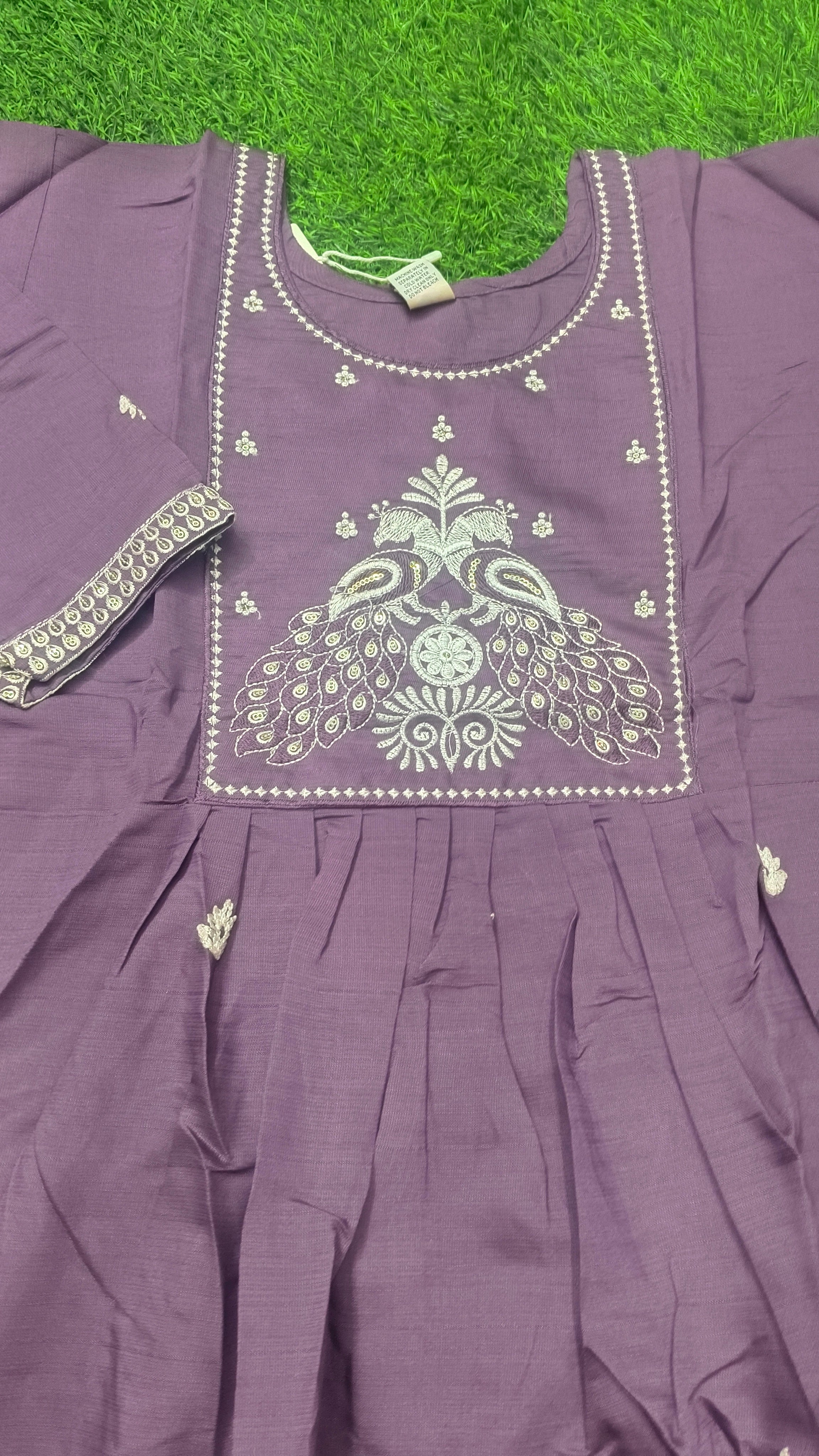Elegant purple Embroidered Rayon Single Piece Kurti