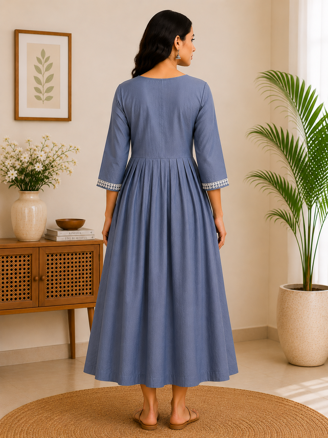 Elegant Grey Embroidered Rayon Single Piece Kurti