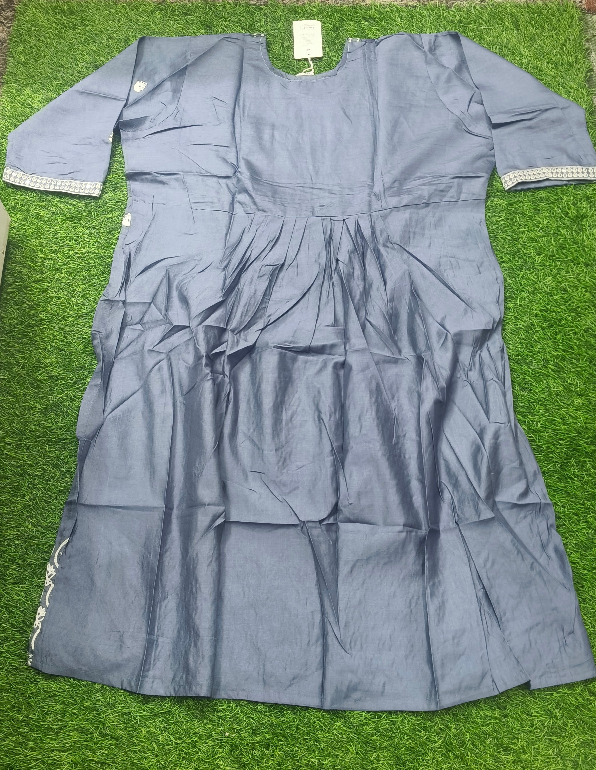 Elegant Grey Embroidered Rayon Single Piece Kurti