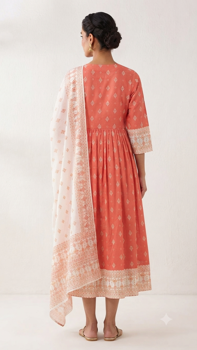 Elegant Dusty Pink Embroidered Single Piece Tiered Kurti