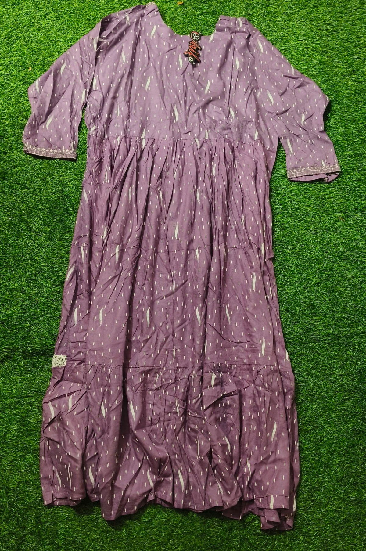Elegant Lavender Embroidered Single Piece Tiered Kurti