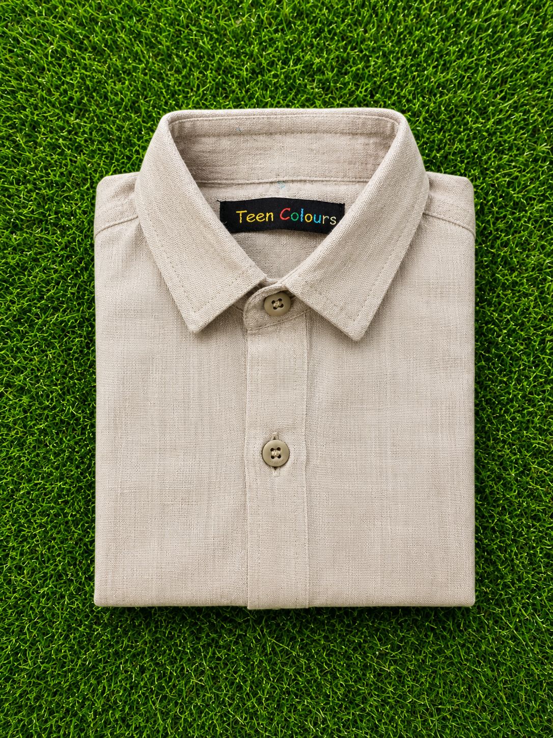 Boys Premium Light Beige Collared Casual Shirt