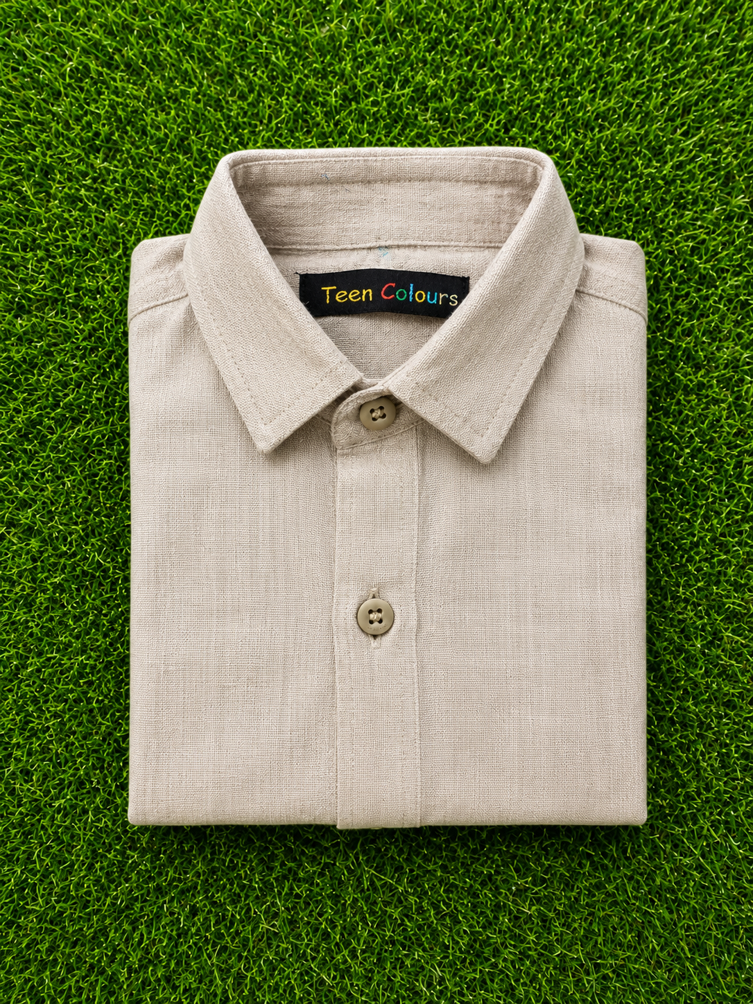 Boys Premium Light Beige Collared Casual Shirt