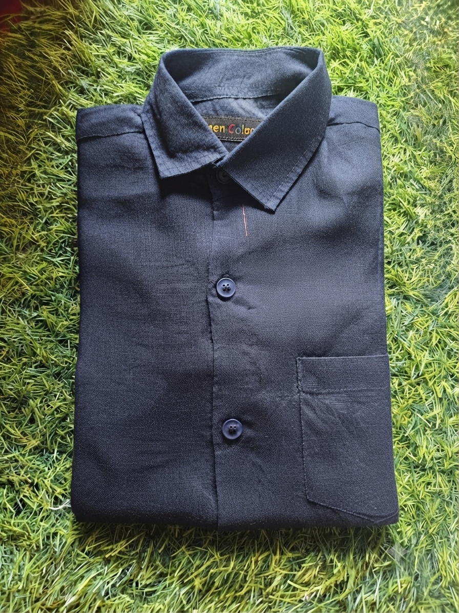 Boys' Solid Navy Blue Long Sleeve Button Down Shirt