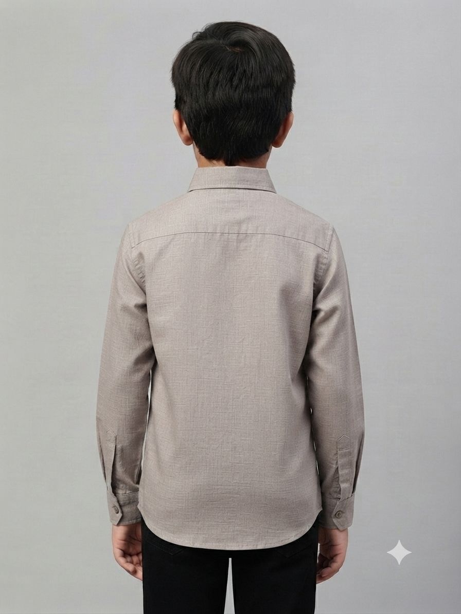 Boys' Long Sleeve greyish brown Button Down Shirt  – Comfortable Casual Wear