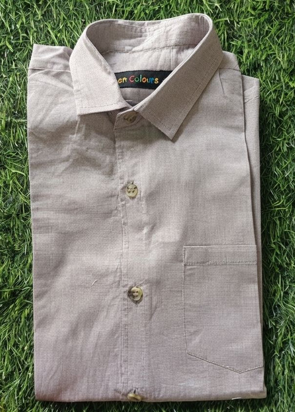 Boys' Long Sleeve greyish brown Button Down Shirt  – Comfortable Casual Wear