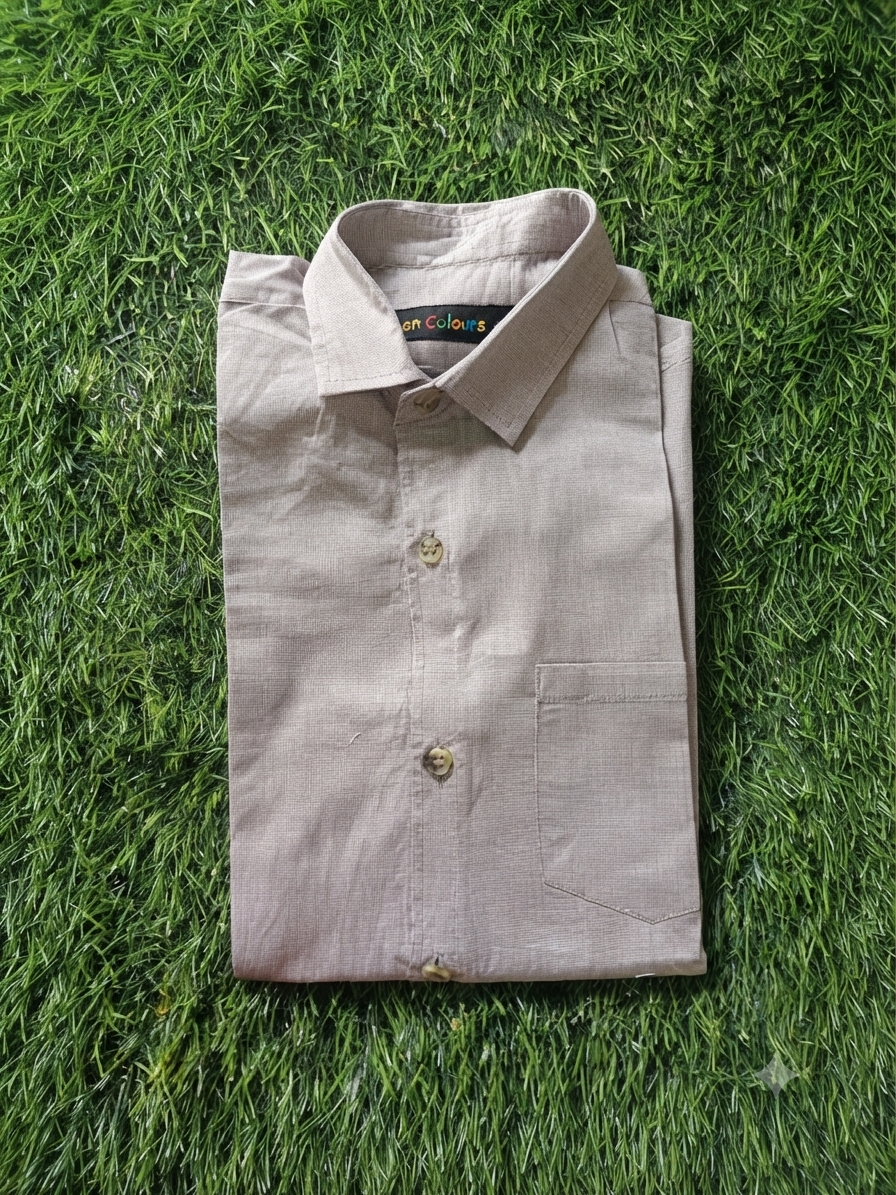Boys' Long Sleeve greyish brown Button Down Shirt  – Comfortable Casual Wear
