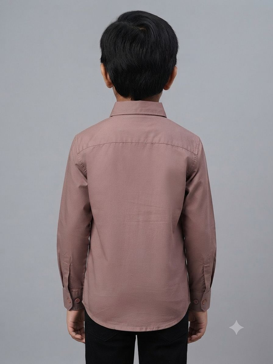 Boys' Solid Mauve/Dusty Rose Long Sleeve Button Down Shirt