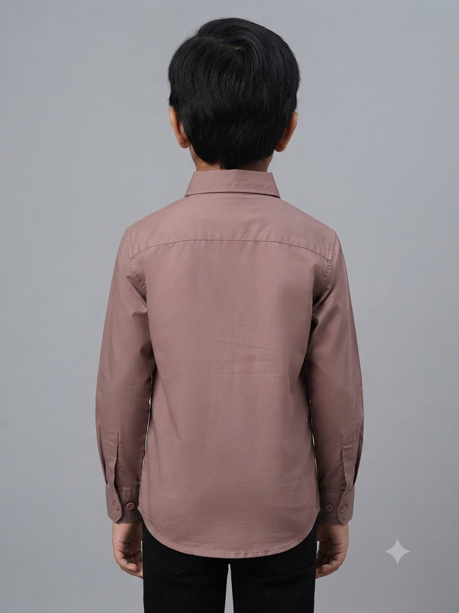 Boys' Solid Mauve/Dusty Rose Long Sleeve Button Down Shirt