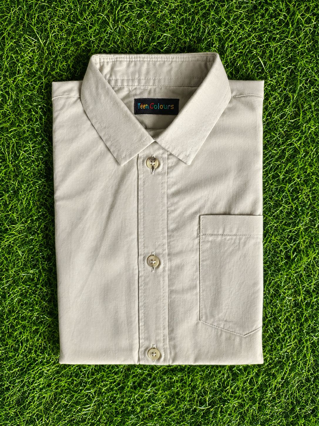 Boys Classic Light Beige Full Sleeve Shirt with Pocket