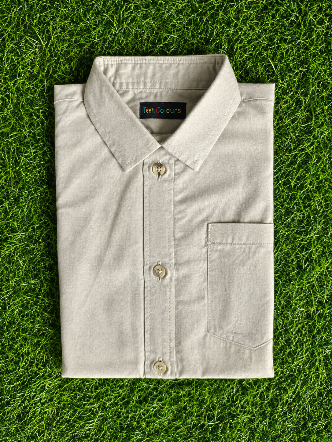 Boys Classic Light Beige Full Sleeve Shirt with Pocket