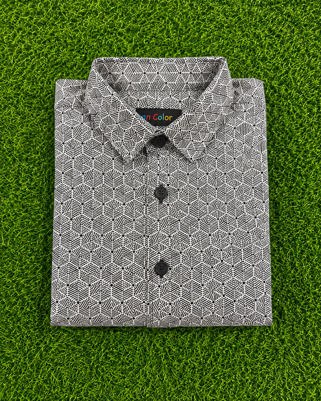 Boys Grey Abstract Print Half Sleeve Shirt
