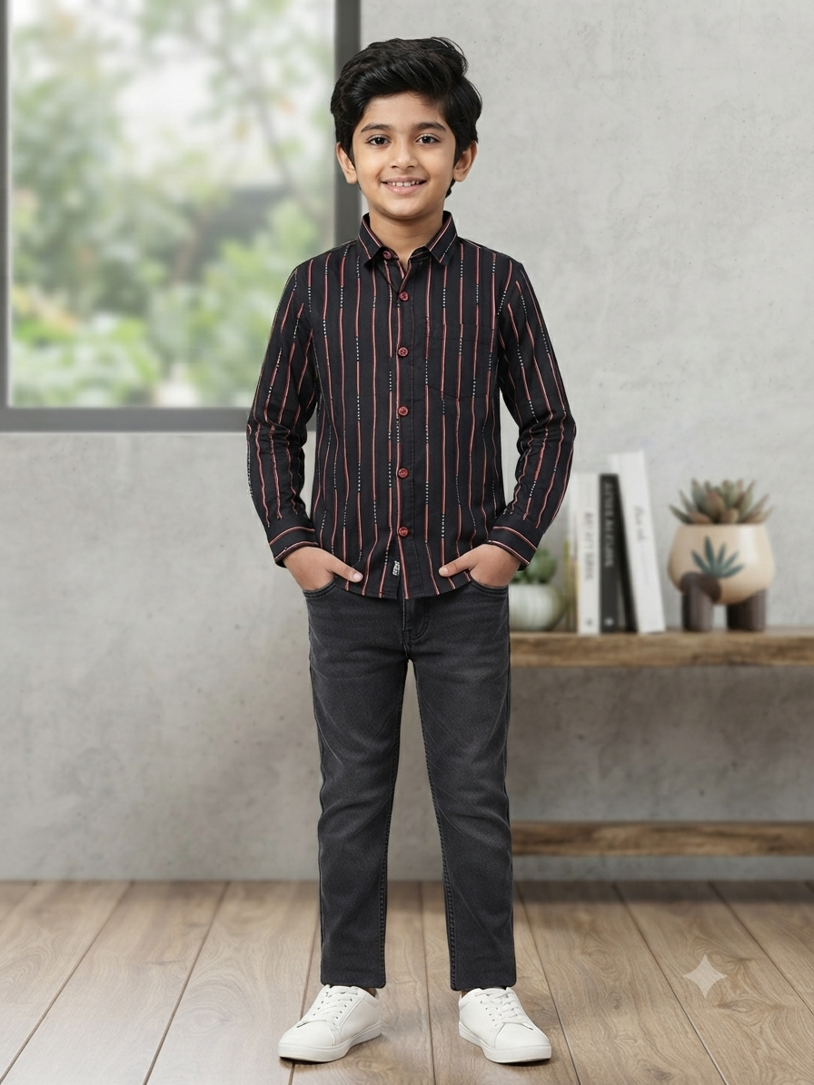 Boys Solid Long Sleeve Button Down Shirt (Light Blue)
