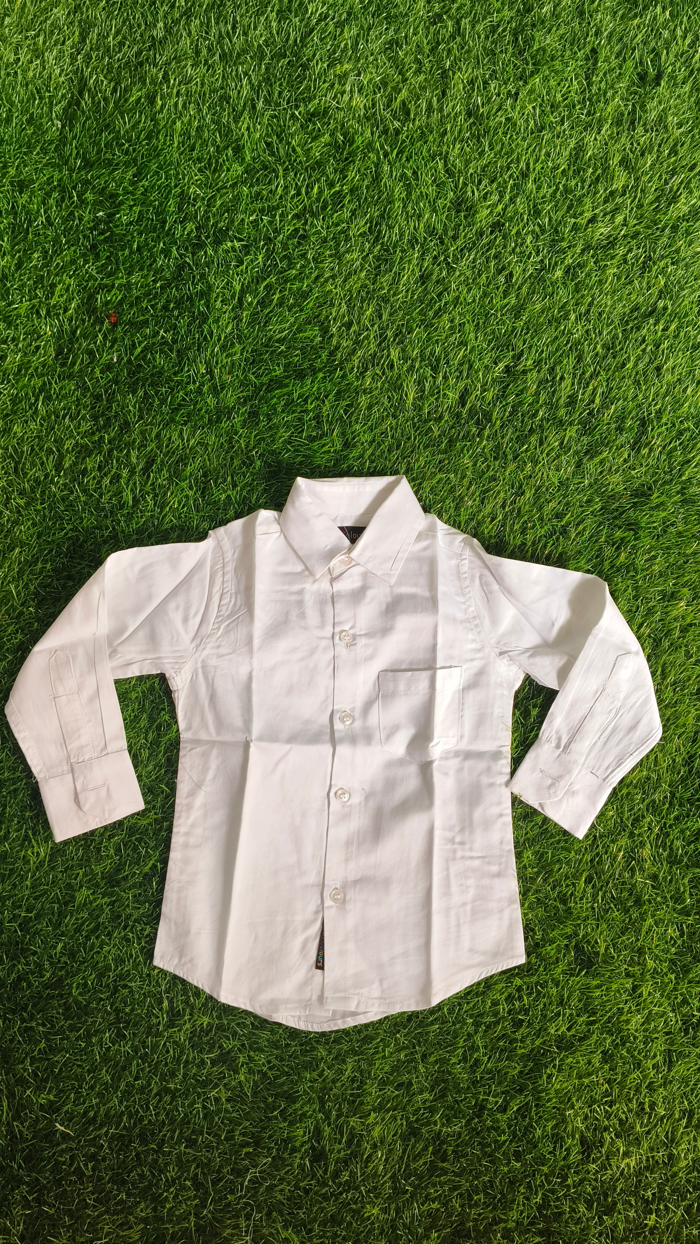 Boys' Premium White Formal Shirt with Chest Pocket