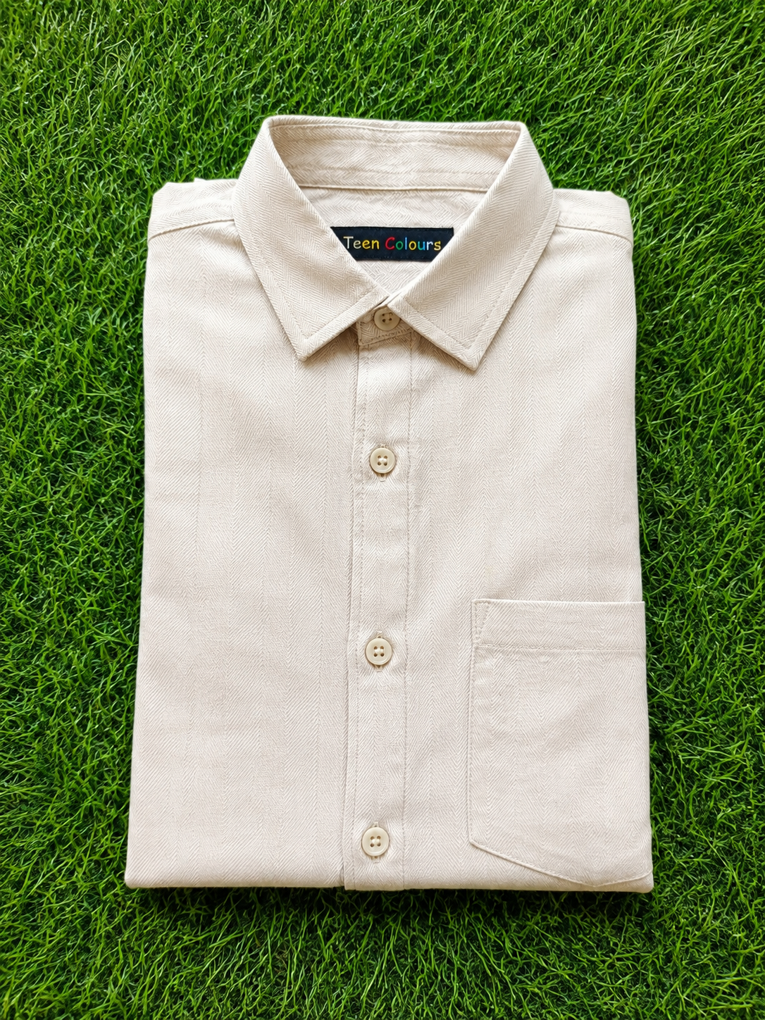 Boys Off White Regular Fit Full Sleeve Cotton Shirt