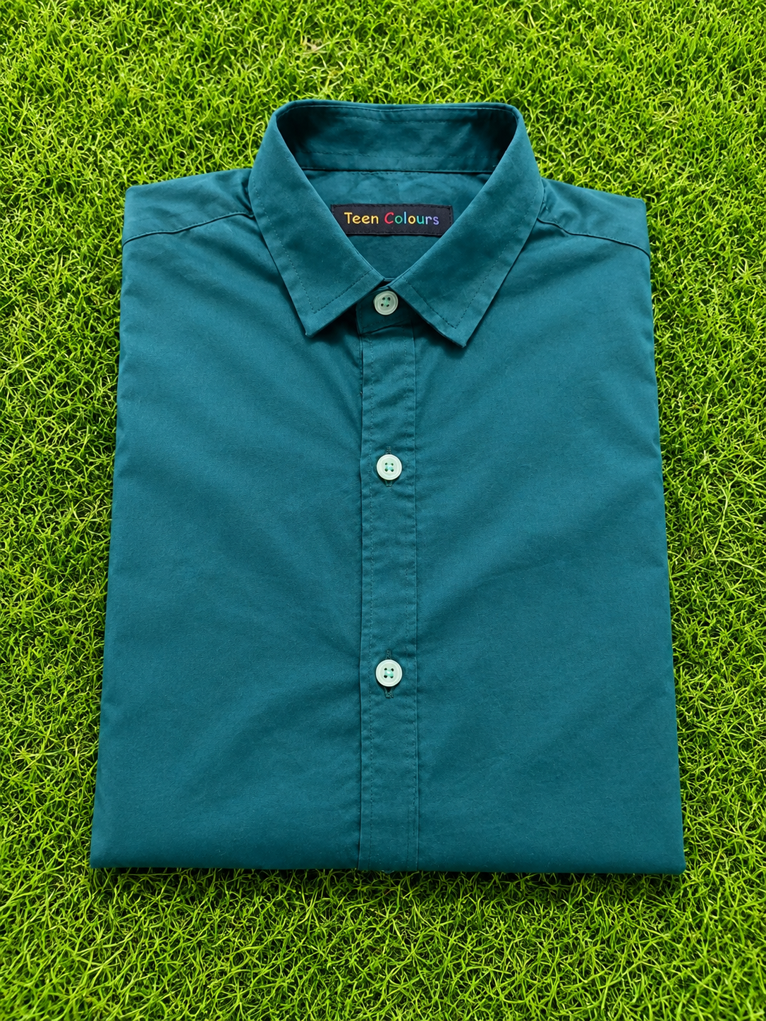 Boys Teal Blue Regular Fit Casual Cotton Shirt