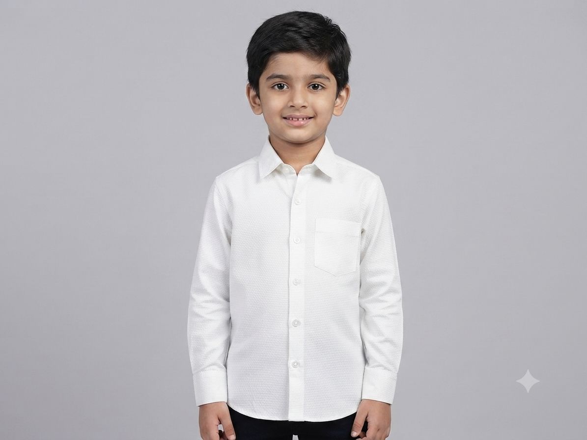 Boys' Premium Casual white Button Down Shirt