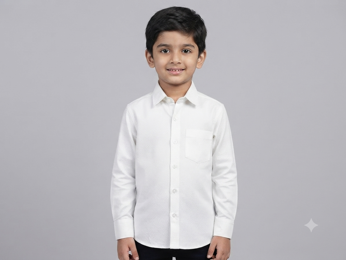 Boys' Premium Casual white Button Down Shirt