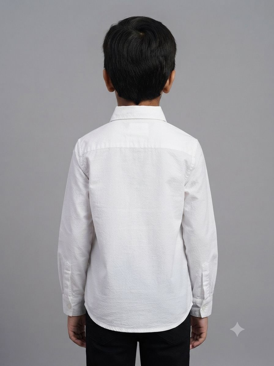 Boys' Solid White Long Sleeve Button Down Shirt