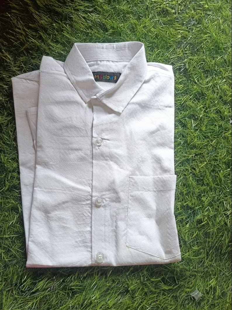 Boys' Solid White Long Sleeve Button Down Shirt