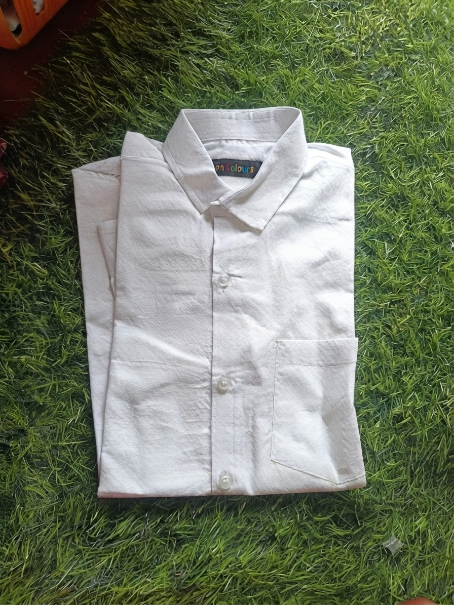 Boys' Solid White Long Sleeve Button Down Shirt