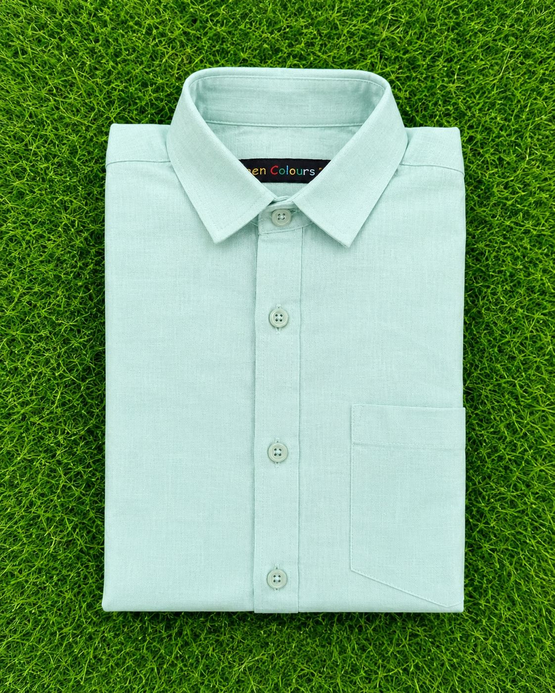 Boys Mint Green Regular Fit  Cotton Shirt