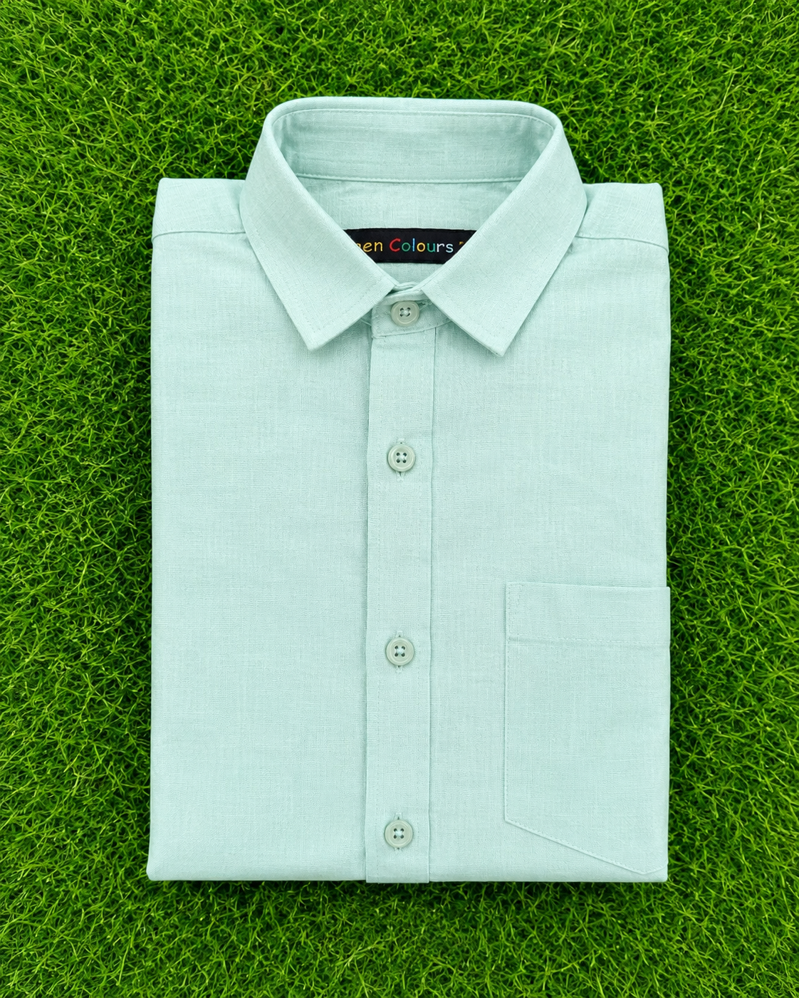Boys Mint Green Regular Fit  Cotton Shirt
