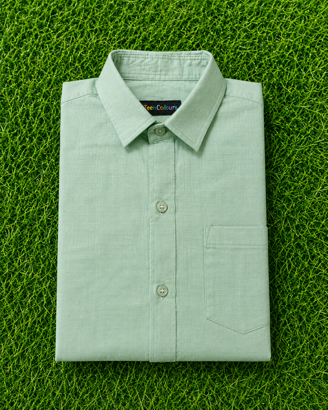 Boys Mint Green Regular Fit Casual Cotton Shirt