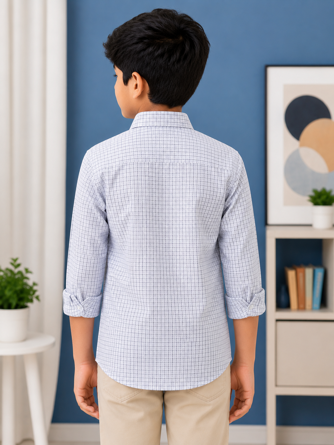 Boys Light Grey Checked Everyday Casual Shirt